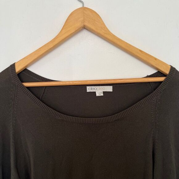 Cleo Brown Boatneck Long Sleeve Lightweight Sweater - Picture 3 of 6